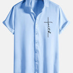 Faith Letter Print Button Up Shirt