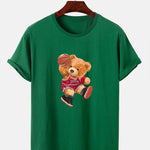 Bear Playing Basketball Print T-Shirt