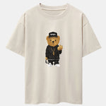 Hip Hop Bear Print Heavy Weight Oversize T-Shirt