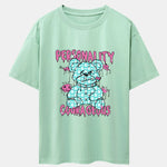 Dissolving Bear Slogan Print Drop Shoulder Oversize T-Shirt