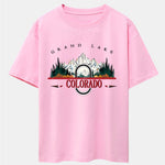 Colorado Mountain Print Drop Shoulder Oversize T-Shirt