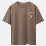 Dissolving Heart Smiley Face Print Drop Shoulder Oversize T-Shirt