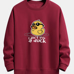 Yellow Duck With Sunglasses Print Relax Fit Sweatshirt