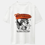California Angel Print Drop Shoulder Oversize T-Shirt