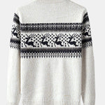 Christmas Moose Print Half Zip Sweater