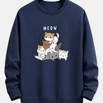 Cute Cat Print Relax Fit Sweatshirt