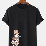 Cartoon Cat Print T-Shirt