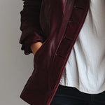 Women's Vintage Burgundy Faux Leather Jacket