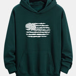American Flag Print Relax Fit Hoodie