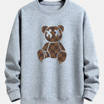 Checkerboard Dissolving Bear Print Relax Fit Sweatshirt
