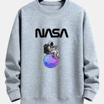 Astronaut Reading Book Print Relax Fit Sweatshirt