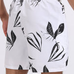 Leaf Print Swim Shorts With Compression Liner
