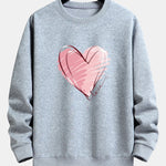 Doodle Heart Print Relax Fit Sweatshirt