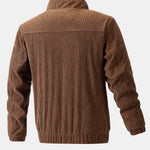 Funnel Neck Zipped Corduroy Jacket