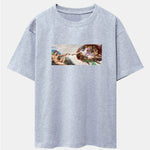 The Creation of Adam Print Drop Shoulder Oversize T-Shirt