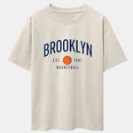 Brooklyn Basketball Print Drop Shoulder Oversize T-Shirt