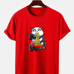 Panda Eating Ramen Print T-Shirt