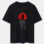 Japanese Samurai Print Drop Shoulder Oversize T-Shirt