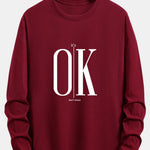 Long Sleeve OK Slogan Print Cotton T-Shirt