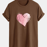Regular Fit Doodle Heart Print Cotton T-Shirt