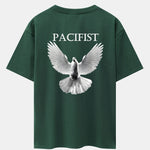Pacifist Dove Back Print Drop Shoulder Oversize T-Shirt