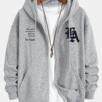 Los Angeles Slogan Print Relax Fit Zip Hoodie
