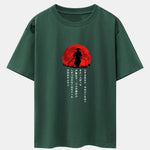 Japanese Samurai Print Drop Shoulder Oversize T-Shirt