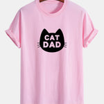 Regular Fit Cat Dad Print Cotton T-Shirt