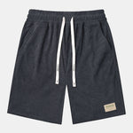 Corduroy Drawstring Shorts With Letter Label