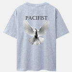 Pacifist Dove Back Print Drop Shoulder Oversize T-Shirt