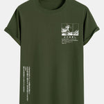 Waves Ukiyo-e Slogan Print Cotton Arc Hem T-Shirt
