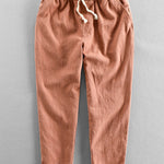 Linen Cotton Blend Cropped Pants