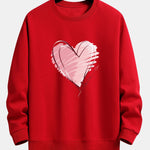 Doodle Heart Print Relax Fit Sweatshirt