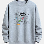 Dinosaur Spaceship Print Relax Fit Sweatshirt