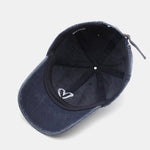 Heart Embroidery Washed Distressed Baseball Cap