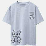 Bear line Print Drop Shoulder Oversize T-Shirt