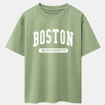 Boston Slogan Print Drop Shoulder Oversize T-Shirt