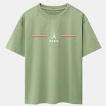 Paris Stripes Print Drop Shoulder Oversize T-Shirt