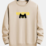 Whatever Black Cat Print Relax Fit Sweatshirt