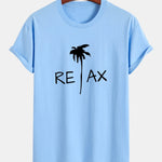 Regular Fit Relax Palm Tree Print Cotton T-Shirt