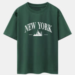 New York Slogan Print Drop Shoulder Oversize T-Shirt