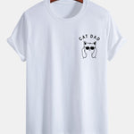 Regular Fit Cat Dad Wearing Glasses Print Cotton T-Shirt