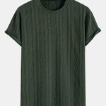 Muscle Fit Geometric Rhombus Jacquard Arc Hem T-Shirt