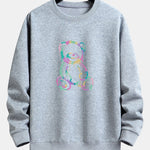 Colorful Dissolving Bear Print Relax Fit Sweatshirt