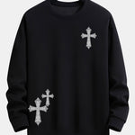 Ornamental Cross Print Relax Fit Sweatshirt