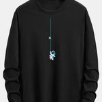 Long Sleeve Astronaut On A Rope Print Cotton T-Shirt