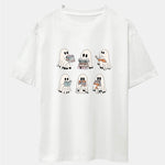 Ghost Reading Book Print Drop Shoulder Oversize T-Shirt