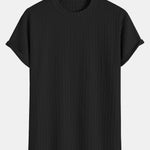 Muscle Fit Textured Ribbed Arc Hem T-Shirt