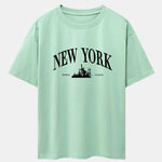 New York Slogan Print Drop Shoulder Oversize T-Shirt