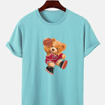 Bear Playing Basketball Print T-Shirt